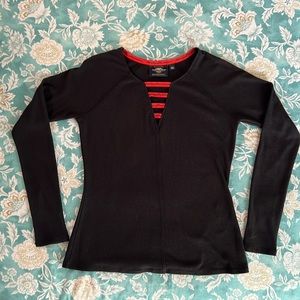 Harley-Davidson Accent Neckline Waffle Knit Shirt Black 96396-19VW